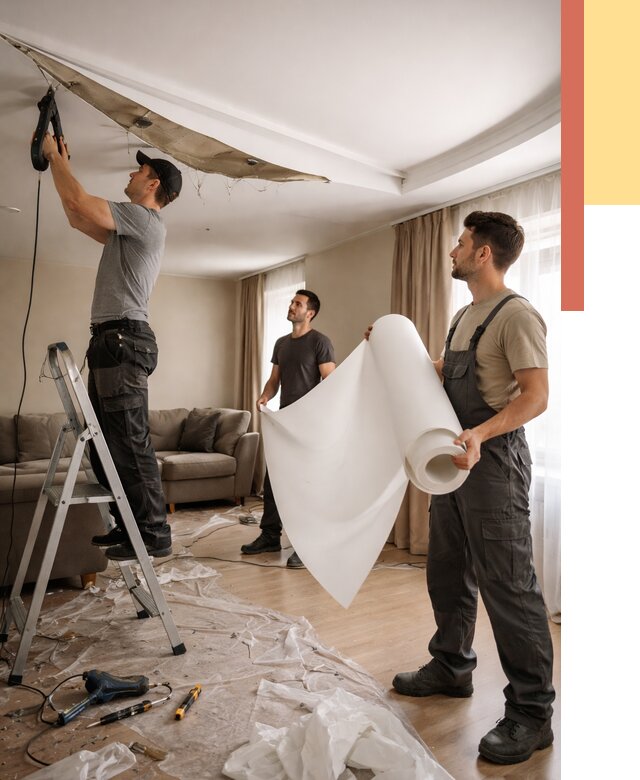 Замена полотна натяжного потолка в Наро-Фоминске от 9733 руб. быстро и недорого | ОТДЕЛОЧНИК-Нр-