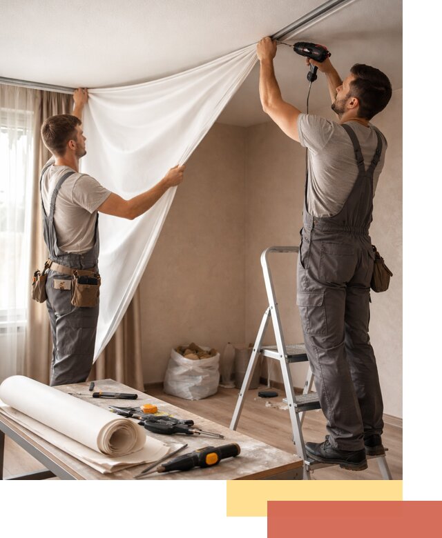 Замена полотна натяжного потолка в Наро-Фоминске быстро и качественно