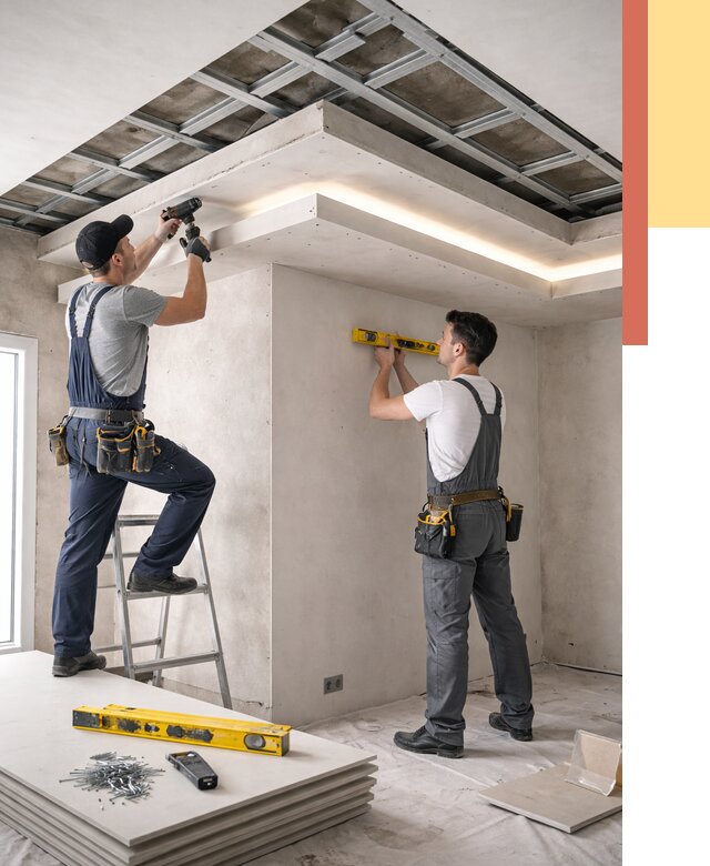 Двухуровневый потолок из гипсокартона в Наро-Фоминске от 1486 руб. под ключ | ОТДЕЛОЧНИК-Нр-