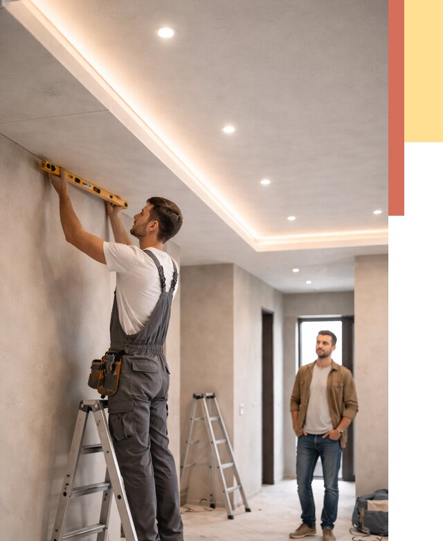 Потолок из гипсокартона с подсветкой в Наро-Фоминске от 768 руб./м2 под ключ | ОТДЕЛОЧНИК-Нр-