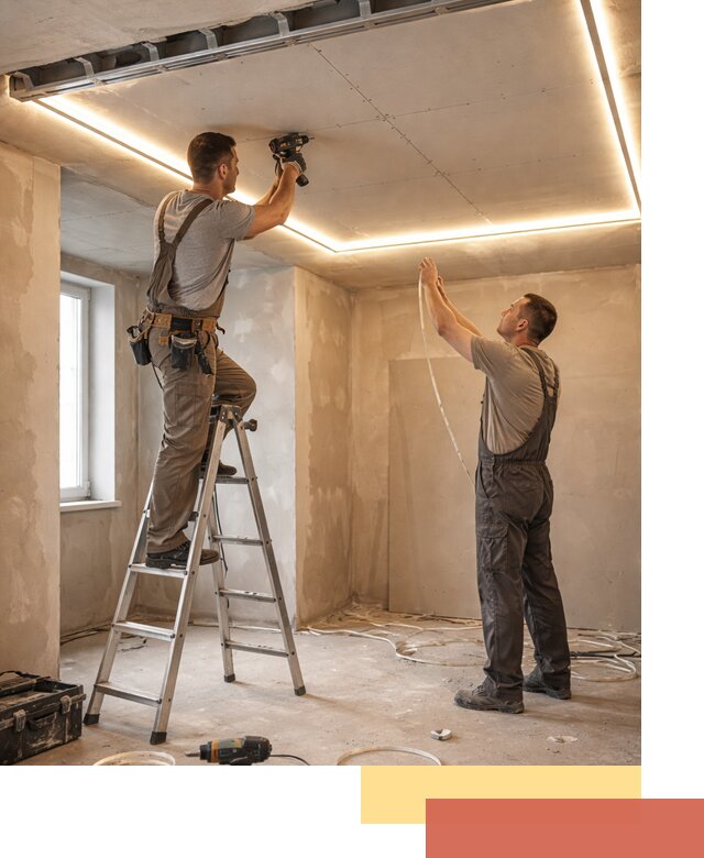 Потолок из гипсокартона с подсветкой в Наро-Фоминске