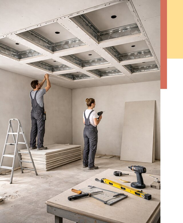 Кессонный потолок из гипсокартона в Наро-Фоминске от 1895 руб. — монтаж и под ключ | ОТДЕЛОЧНИК-Нр-