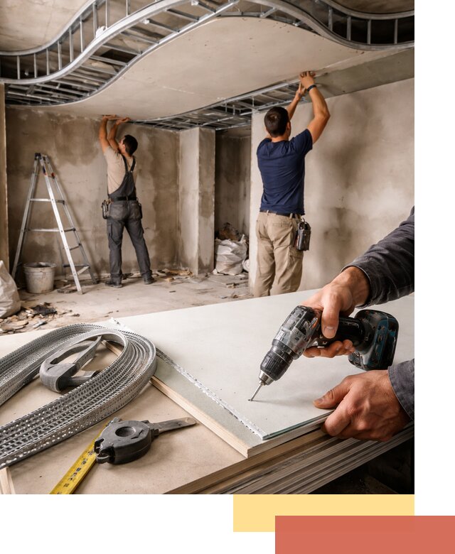 Криволинейный потолок из гипсокартона в Наро-Фоминске — монтаж и отделка