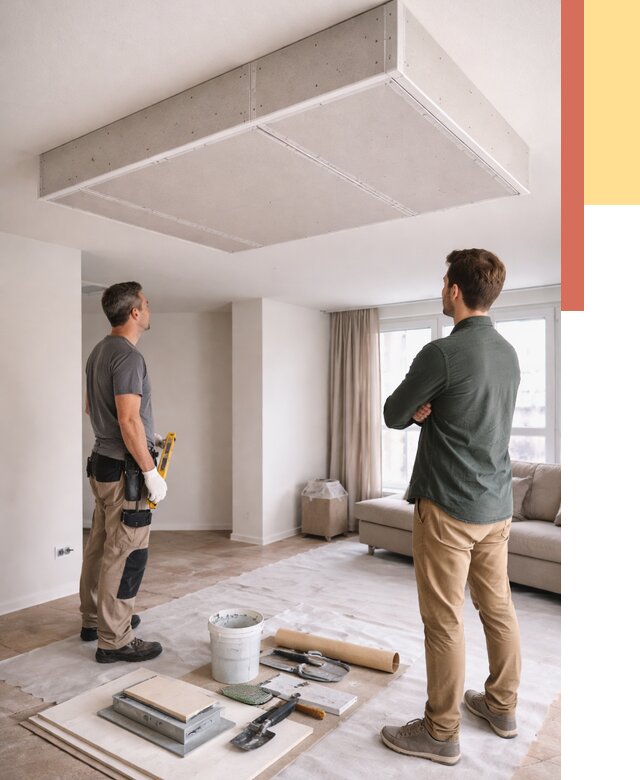 Короб на потолке из гипсокартона в Наро-Фоминске от 2254 руб. — монтаж и услуги под ключ | ОТДЕЛОЧНИК-Нр-